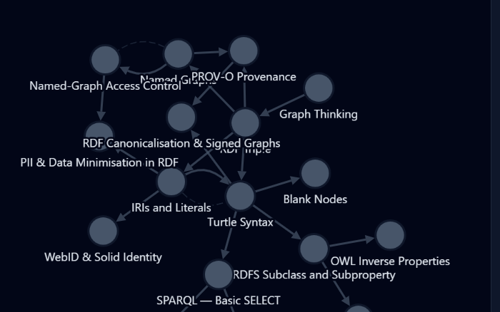 The knowledge graph view showing concepts and their prerequisite relationships for a track.